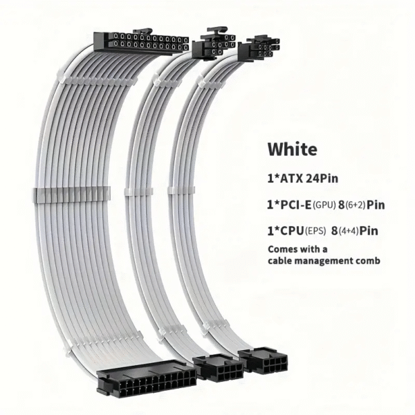PSU Extension Cable Kit ATX 24Pin PCI-E 8Pin EPS/CPU 8Pin Customization Mod Sleeved Extension Power Supply Cable Kit